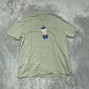 GAP Mens Short Sleeve Henley T-Shirt Green Size L 100% Cotton a0056